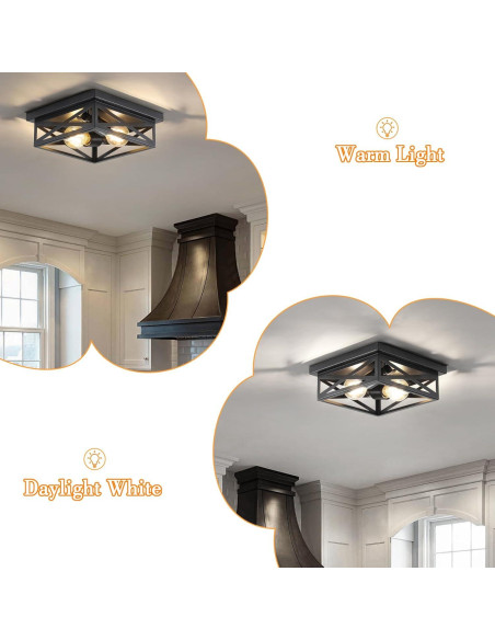 Luz de Techo Montada en Superficie DIKAIDA 2 Luces Negro