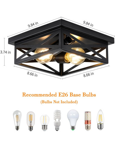 Luz de Techo Montada en Superficie DIKAIDA 2 Luces Negro