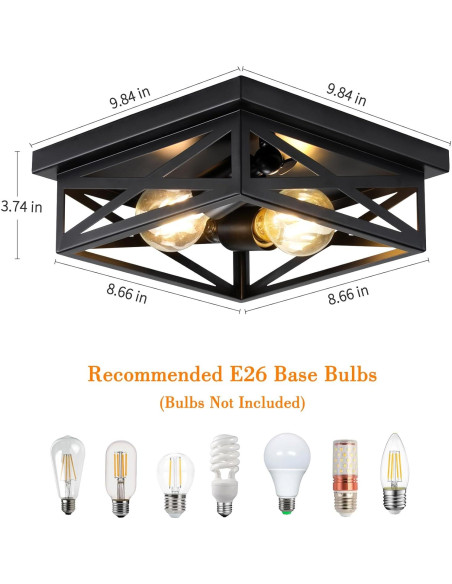 Luz de Techo Montada en Superficie DIKAIDA 2 Luces Negro