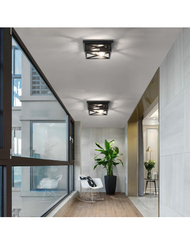 Luz de Techo Montada en Superficie DIKAIDA 2 Luces Negro