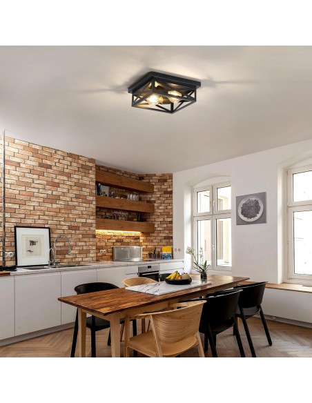 Luz de Techo Montada en Superficie DIKAIDA 2 Luces Negro