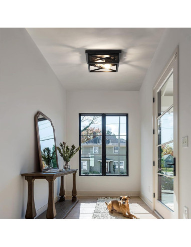 Luz de Techo Montada en Superficie DIKAIDA 2 Luces Negro