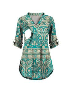 Camiseta de Lactancia Manga Larga Mujer H9916 Verde