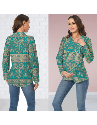 Camiseta de Lactancia Manga Larga Mujer H9916 Verde