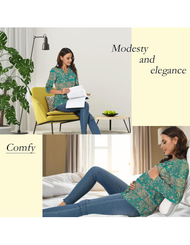 Camiseta de Lactancia Manga Larga Mujer H9916 Verde