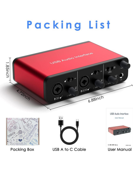 Interfaz de Audio USB-C LVY AR004 24Bit/192kHz 48V Phantom