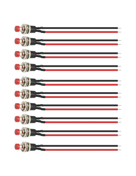 10 Interruptores de Botón Momentáneo Vkinman 1A 250V CA Rojo