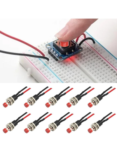 10 Interruptores de Botón Momentáneo Vkinman 1A 250V CA Rojo