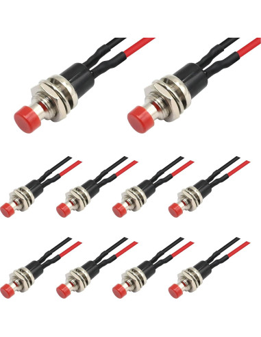 10 Interruptores de Botón Momentáneo Vkinman 1A 250V CA Rojo