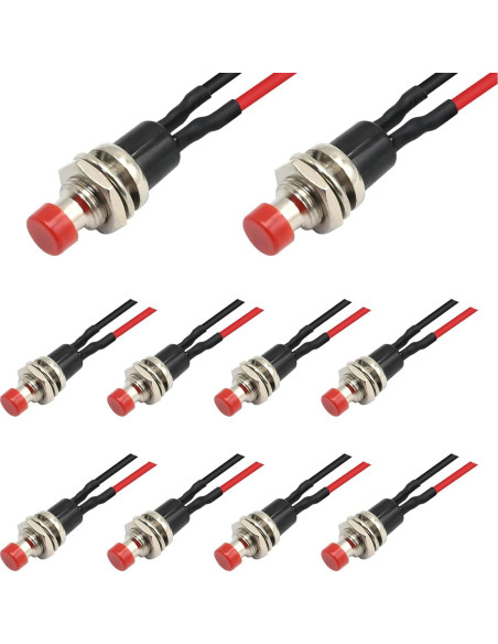 10 Interruptores de Botón Momentáneo Vkinman 1A 250V CA Rojo