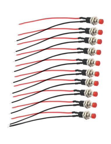 10 Interruptores de Botón Momentáneo Vkinman 1A 250V CA Rojo