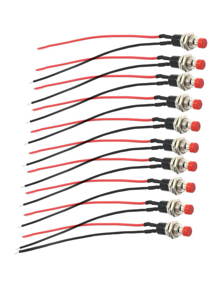 10 Interruptores de Botón Momentáneo Vkinman 1A 250V CA Rojo