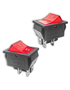Interruptor Rocker DPST KCD4 4 Pines 16A 250V Rojo - 2 Pcs