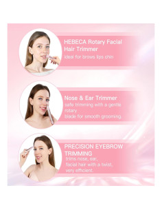 Recortador de Vello Facial HEBECA 3 en 1 Rosa Recargable 2
