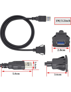 Cable de Panel USB 3.0 HCFeng 1m Negro para Vehículos 2