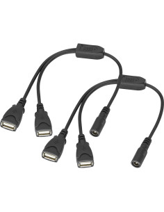Cable adaptador DC a 2xUSB hembra HCFeng 30cm 5V-12V 2