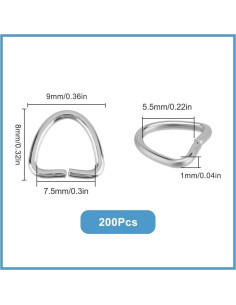 Anillos Triángulo de Metal 200 Pcs SUNNYCLUE Acero Inoxidable 2