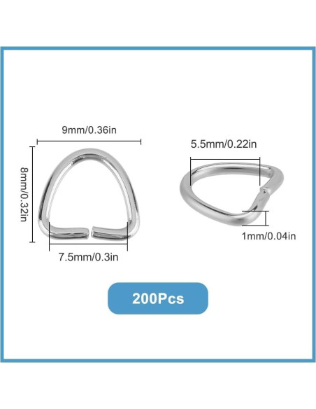Anillos Triángulo de Metal 200 Pcs SUNNYCLUE Acero Inoxidable