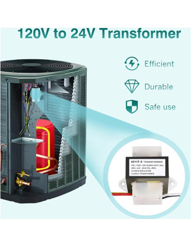 Transformador HVAC 40 VA WUYELIN 120V a 24V AC Reemplazo
