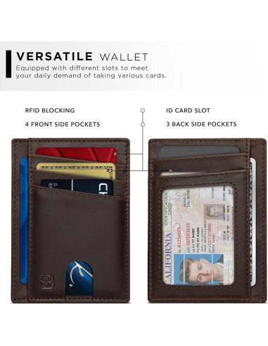 Billetera Minimalista Serman Brands Maverick RFID Cuero Marrón