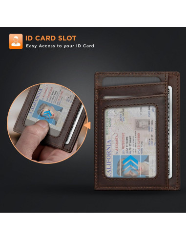 Billetera Minimalista Serman Brands Maverick RFID Cuero Marrón