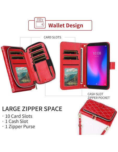 Funda Cartera Furiet para ZTE Avid 579 y Blade A3 Rojo