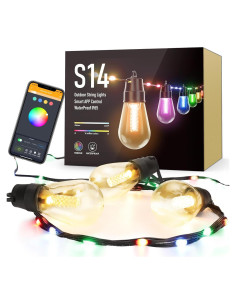 Luces de Patio Inteligentes Flacchi S14 - 14m RGB y Blanco Cálido