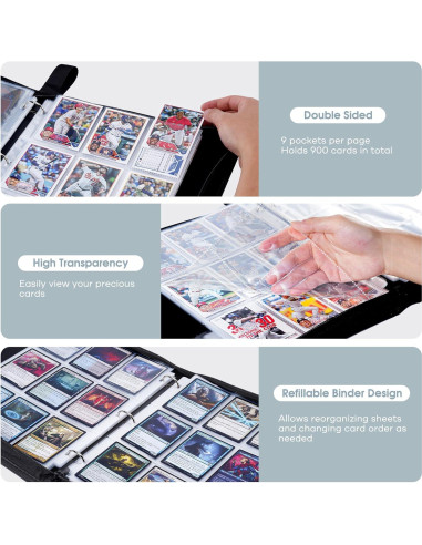 Álbum de Tarjetas ProCase 900 Bolsillos Negro 50 Fundas