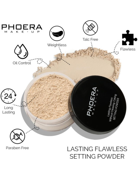 Base de Maquillaje PHOERA Cobertura Total + Polvo Fijador 28g