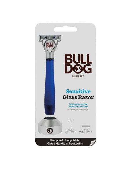 Afeitadora de Vidrio Reciclado Bulldog con Soporte y 5 Cuchillas