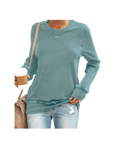 Sudadera Casual SENSERISE Mujer Manga Larga Gris Azul Mediana