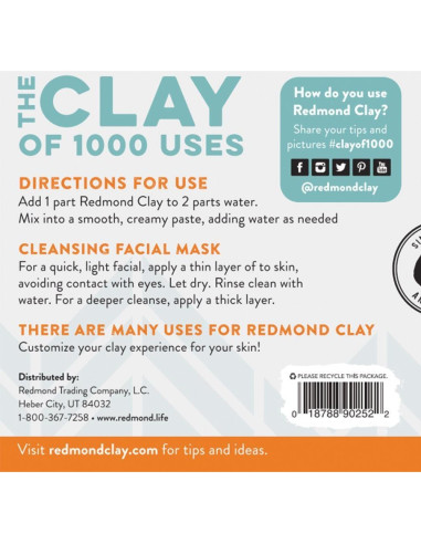 Mascarilla Facial de Arcilla Bentonita Redmond 283.5g