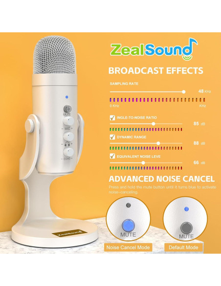 Micrófono de Condensador USB ZealSound A68 Pro 192kHz