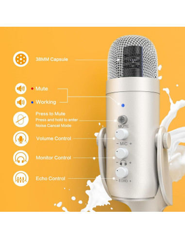 Micrófono de Condensador USB ZealSound A68 Pro 192kHz
