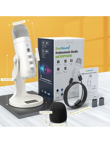 Micrófono de Condensador USB ZealSound A68 Pro 192kHz