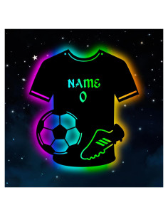 Luz de Pared LED Personalizada de Fútbol Forever - Camiseta con Nombre y Número
