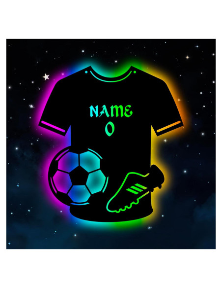 Luz de Pared LED Personalizada de Fútbol Forever - Camiseta con Nombre y Número