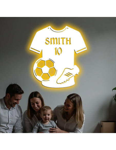 Luz de Pared LED Personalizada de Fútbol Forever - Camiseta con Nombre y Número