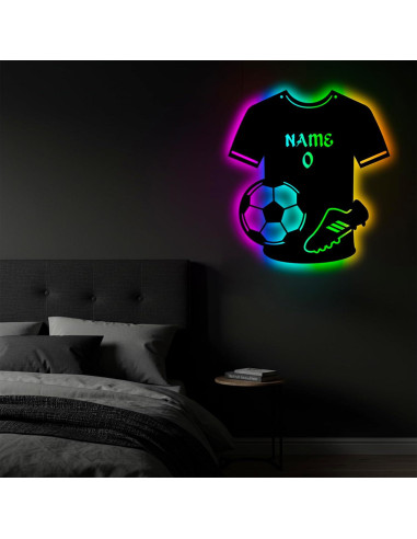 Luz de Pared LED Personalizada de Fútbol Forever - Camiseta con Nombre y Número