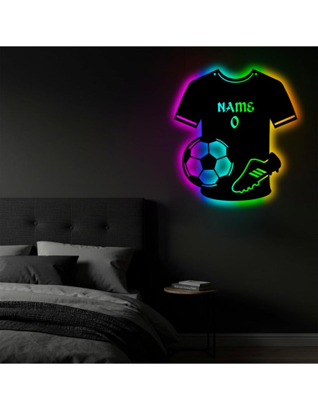 Luz de Pared LED Personalizada de Fútbol Forever - Camiseta con Nombre y Número