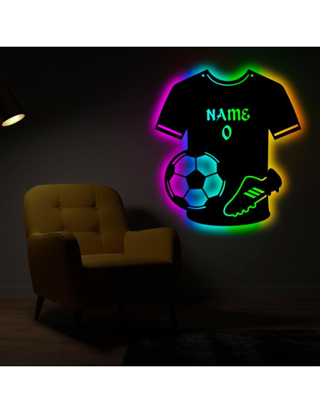 Luz de Pared LED Personalizada de Fútbol Forever - Camiseta con Nombre y Número