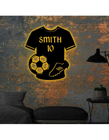 Luz de Pared LED Personalizada de Fútbol Forever - Camiseta con Nombre y Número