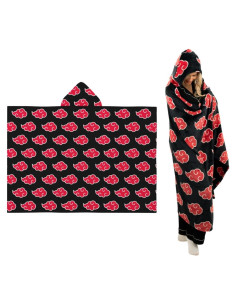 Manta con Capucha Naruto Akatsuki Franco 127x178 cm Suave