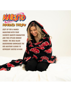 Manta con Capucha Naruto Akatsuki Franco 127x178 cm Suave 2