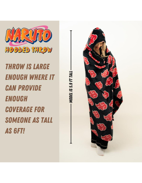 Manta con Capucha Naruto Akatsuki Franco 127x178 cm Suave