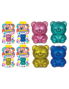JA-RU Oso Brillante Squishy Antiestrés - Paquete de 4
