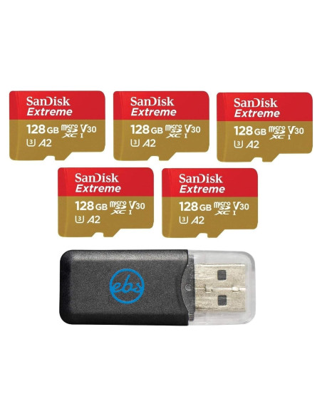 Paquete de 5 Tarjetas MicroSD SanDisk Extreme 128GB C10 4K