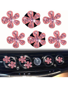 Juego de 6 Clips de Ventilación Rosa Flor con Rhinestones 2