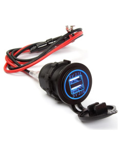 Cargador USB Doble Ginsco 4.2A para Coche y Barco con Fusible