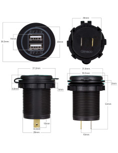 Cargador USB Doble Ginsco 4.2A para Coche y Barco con Fusible 2